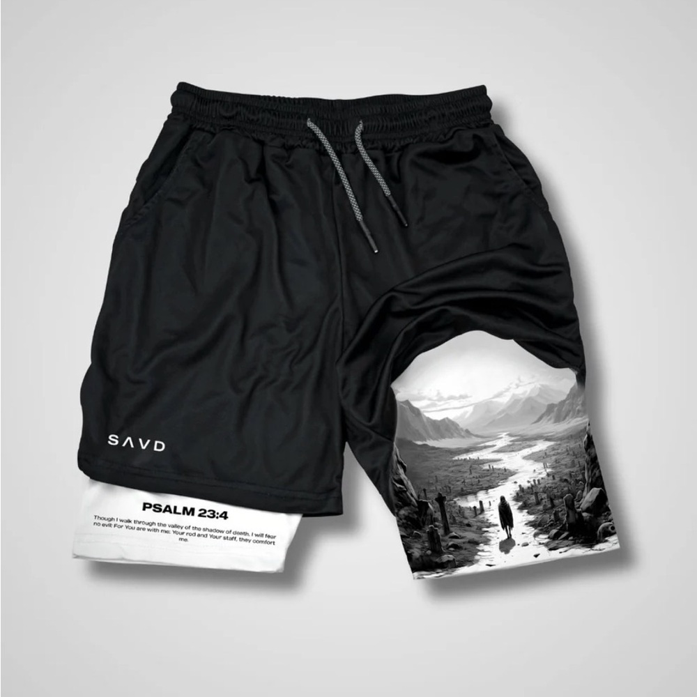 Psalm 23:4 “Shadow of Death” Shorts – Men’s Gym/Streetwear – Good Used